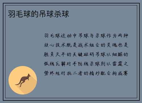 羽毛球的吊球杀球